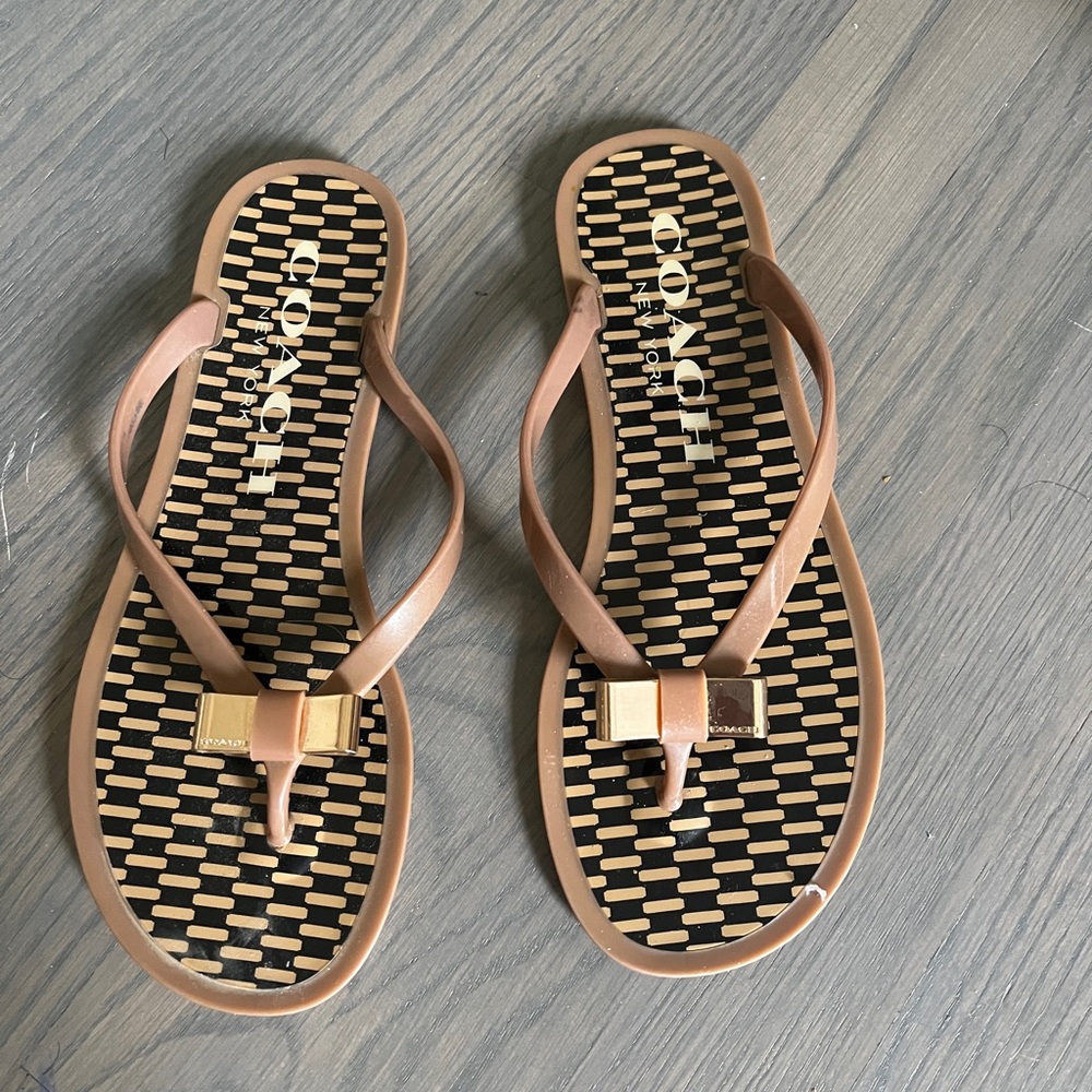 Coach summer sandals tan and gold
